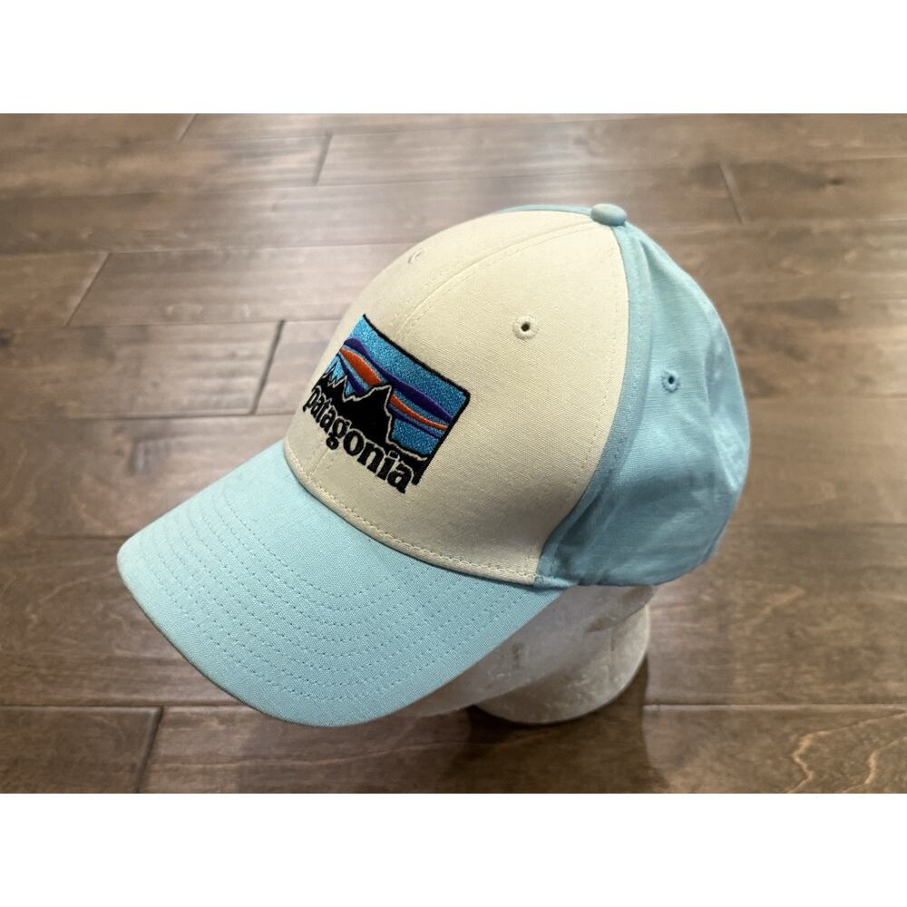 Patagonia P-6 Logo Lopro Mens Blue Adjustable Trucker SnapBack Hat Baseball Cap - Picture 3 of 7